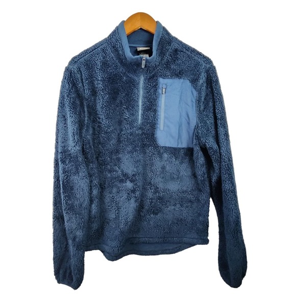 Champion Womens Small 1/4 Zip Pullover Faux Sherpa Cozy Soft Blue Pocket - Picture 1 of 4